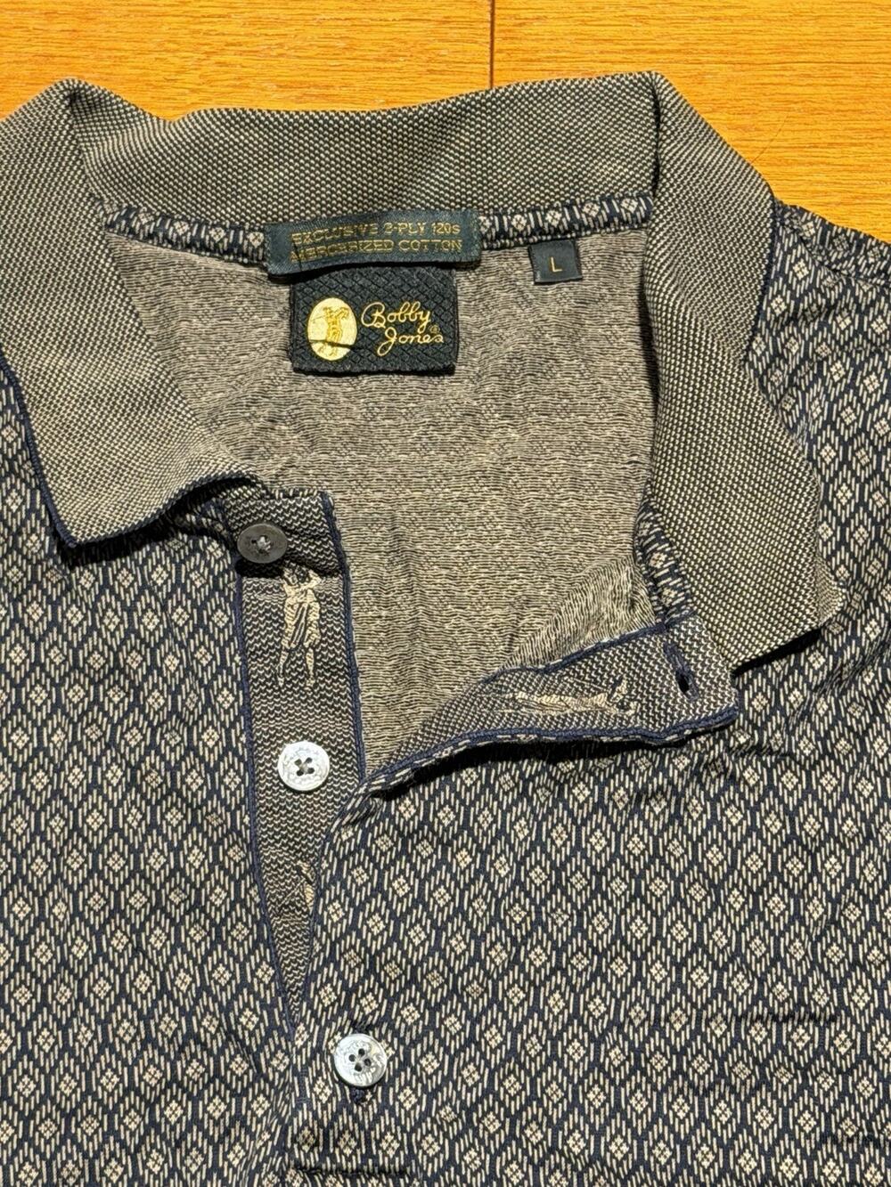 VTG Bobby Jones Golf Polo Shirt Men’s Large Diamond Mercerized Cotton Italy